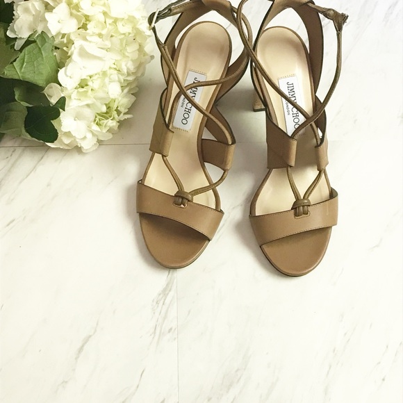 Jimmy Choo Shoes - Jimmy Choo Margo 80 Cork-Heel Leather Sandals 8.5